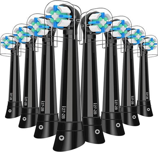 8 Pack Smart Cleaning Replacement Heads Compatible with Oral B iO 2 3 4 5 6 7 8 9 10 Series Electric Toothbrush, Brush Heads Compatible with Oral B iO Electric Handles (Black)