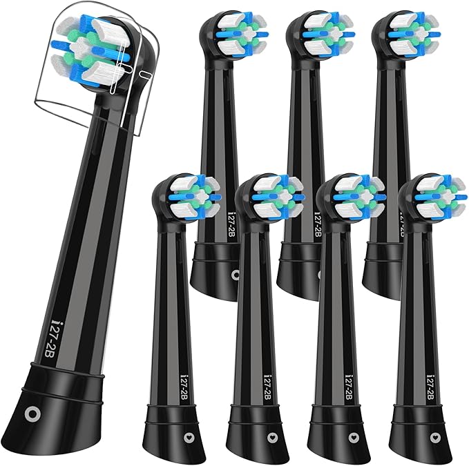 Replacement Toothbrush Heads Compatible with Oral B iO Series 2/3/4/5/6/7/8/9/10 Electric Toothbrush,Round Brush Heads for Gentle Gum Care & Deep Cleaning,Black