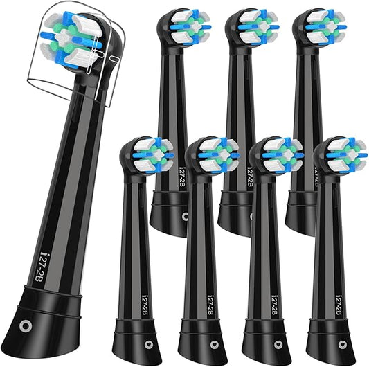 Replacement Toothbrush Heads Compatible with Oral B iO Series 2/3/4/5/6/7/8/9/10 Electric Toothbrush,Round Brush Heads for Gentle Gum Care & Deep Cleaning,Black