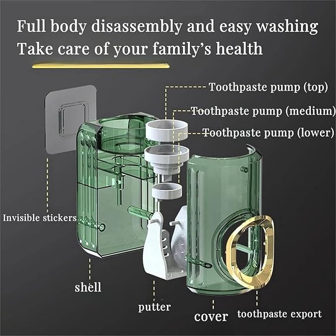 Light Luxury Toothpaste Squeezer, Automatic Toothpaste Squeezer, Toothpaste Dispenser, Household Wall Mounted Non-Punching Squeezer Toothbrush Holder Saves Toothpaste for Home (Color 02)