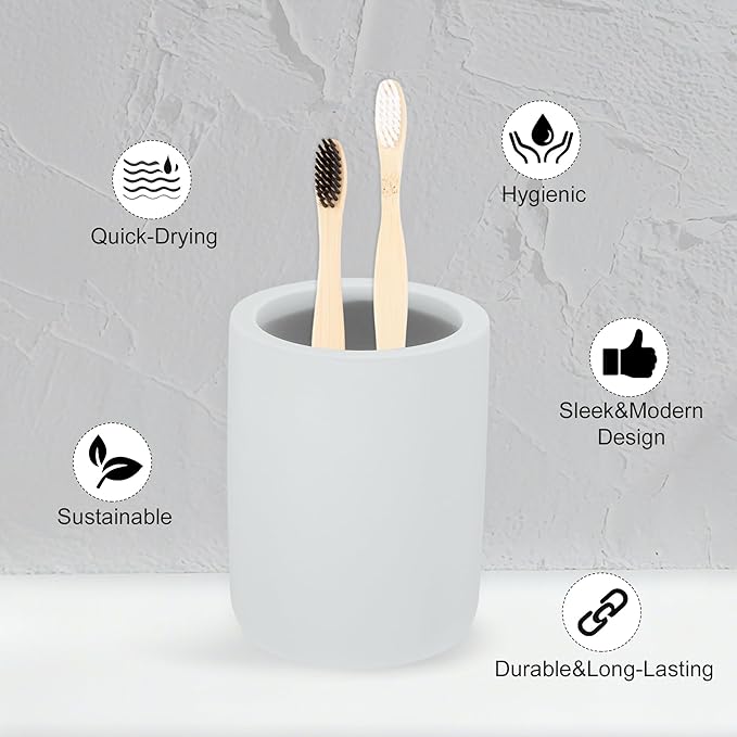 Toothbrush Holder, Diatomite Bathroom Organizer, Toothbrush & Toothpaste Holder Cup, Vanity Storage Solution for Bathrooms, Light Grey, 1Pc