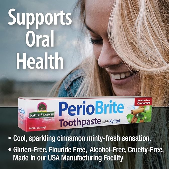 Nature's Answer Periobrite Toothpaste, Cinamint, 4 Ounce, (2 Pack) | Teeth Whitening | Fresh Breath | Stain Removal