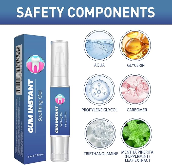 Gum Instant Soothing Gel for Gum Care, Teeth Whitening, Plaque Removal, 4ml, 0.14fl oz