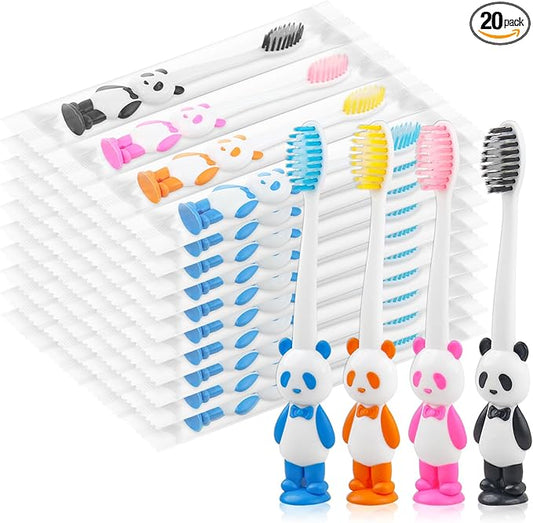Disposable Toddler Toothbrush Kids Bulk Pack of 20,Suction Cup Bulk Children Toothbrushes for Kid Age 2+ Individually Wrapped Animal Toothbrush for Boys,Girls,for Home,School,Camp,Daycare,Travel