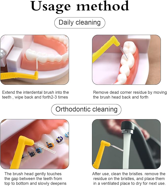 Angzhili 25 Pcs Interdental Angle Brushes, Reusable Dental Cleaners, Oral Hygiene Brush, Toothpick Floss for Braces, Tooth Cleaning Tool (Multi-Colored)