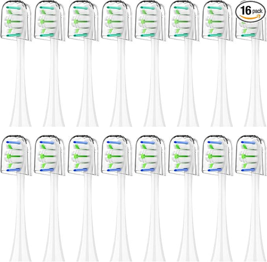Replacement Toothbrush Heads for Philips Sonicare - 16 Pack Soft Gentle Bristles Compatible with Most Sonicare Click-On Electric Toothbrushes (White)