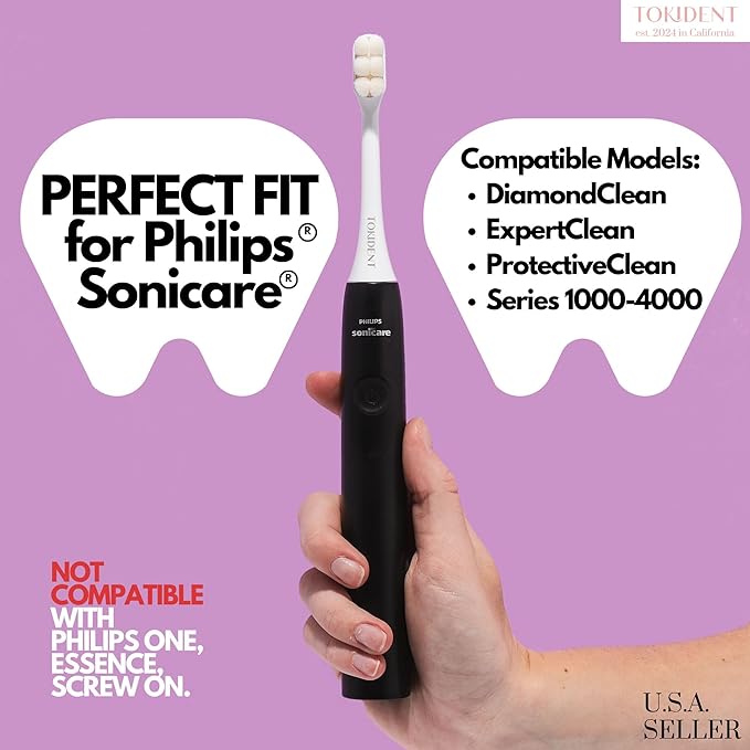 Replacement Brush Heads for Philips Sonicare Electric Brush - Ultra Soft Toothbrush Heads for Sensitive Teeth & Gums - Replacement Head with 10,000 Wave Cut Nano Bristles - 4 Pack - Pearly White