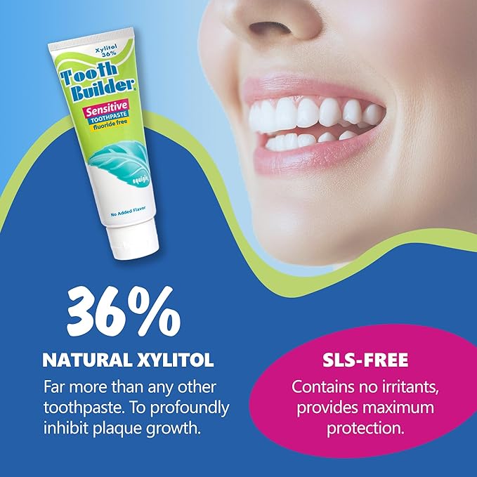 Squigle Tooth Builder SLS Free Toothpaste (Stops Tooth Sensitivity) Prevents Canker Sores, Cavities, Perioral Dermatitis, Bad Breath, Chapped Lips, 4 oz (4 Ounce (Pack of 1), Unflavored)