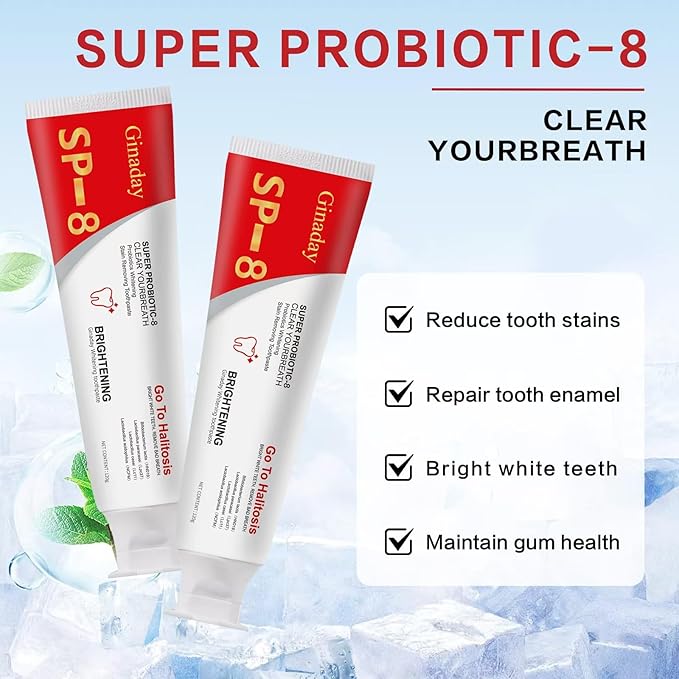 SP-8 Probiotic Toothpaste, Fresh Breath Deep Cleaning Care Ultra Whitening SP-8 Toothpaste. (1Pcs)