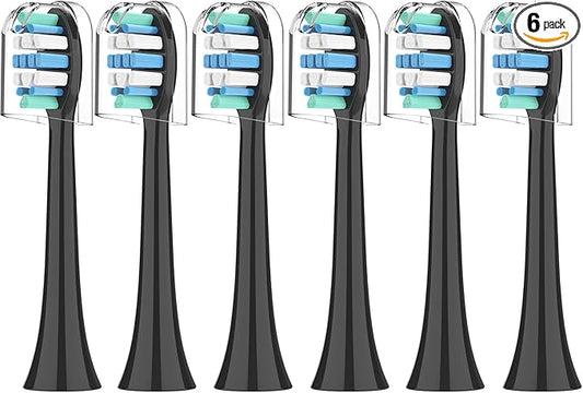 Electric Toothbrush Heads for Philips Sonicare Replacement Heads Black,Replacement Brush Head Compatible with Phillips Sonicare Electric Toothbrushes, for Philips Sonic Care Brush,6 Pcs,Black