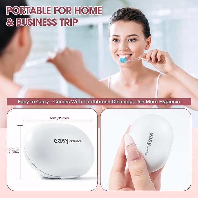 Toothbrush Sterilizer, Travel Toothbrush Covers Case With Holder, Portable USB Charging Toothbrush Cleaner Case With Blue Light (White)