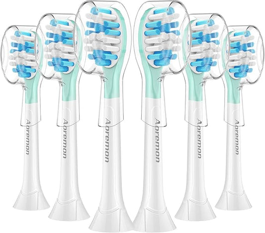 Aoremon Replacement Toothbrush Heads for Philips Sonicare C3 Premium Plaque Control HX9044/65 G3 Gum Care HX9054/65 W3 4100 5100 6100 7500 C1 C2 Flexcare Diamondclean HealthyWhite, 6 Count, White