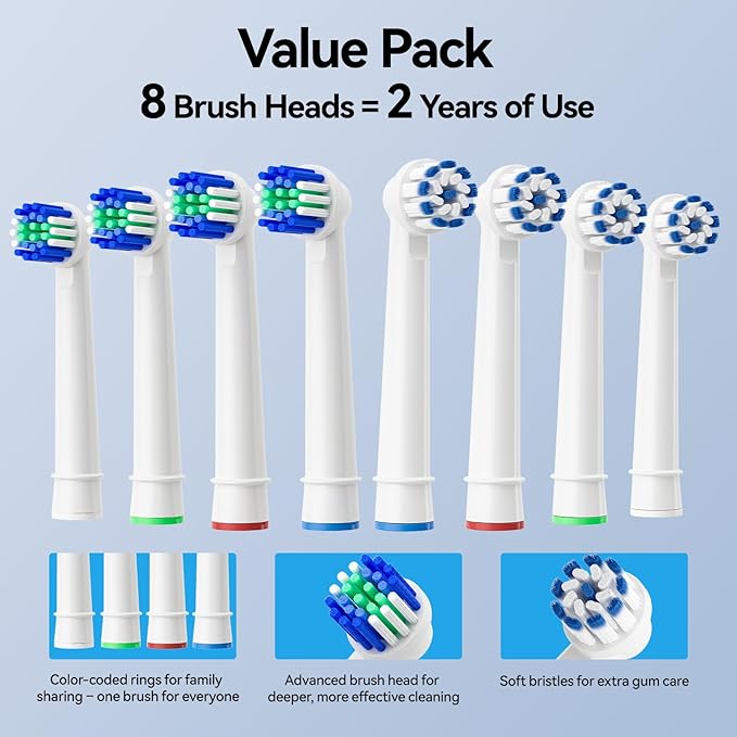 SEAGO Soft Round Electric Toothbrushes with 8 Spin Brush Heads, 5 Cleaning Modes, Rechargeable Sonic Toothbrush with Timer and Travel Case for Adults and Kids(SG-2607-Black
