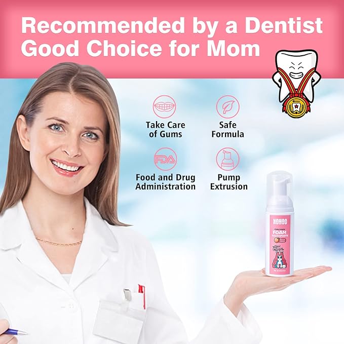 NOHOO Fluoride Free Foam Toothpaste Kids Fruit Flavour,Natural Training Toothpaste for Baby Toddler Children Oral Cleaning and Cavity Protection(Peach + Cantaloupe)