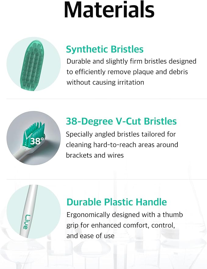 V-Cut Orthodontic Toothbrush (White) – Pack of 6, Medium Bristles, Ergonomic Manual Toothbrush for Adults