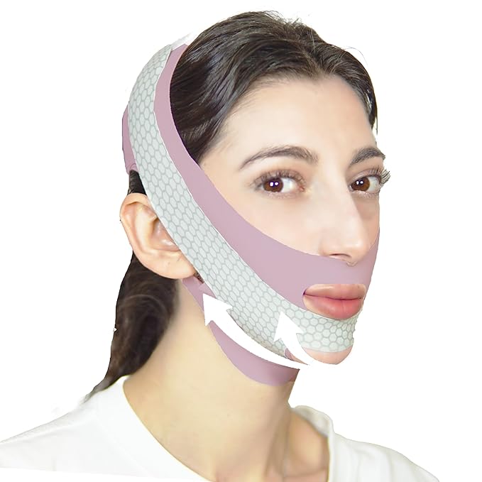V Line Lifting Mask Chin Strap for Sleeping, V Line Mask, Face Lifting Strap, Chin Strap, Jawline Shaper, Jaw Strap, Double Chin Reducer,Face Lift Tape & Snoring Solution (Purple)