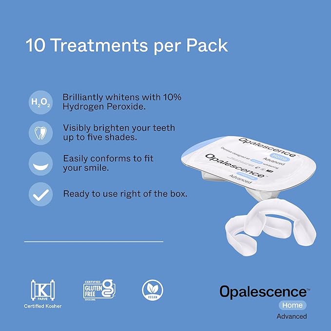 Opalescence GO Home Advanced Teeth Whitening Trays 10% (10 Treatments) Hydrogen Peroxide PF Whitening Prefilled Kit - Developed by Leaders in Professional Whitening - 5821-T