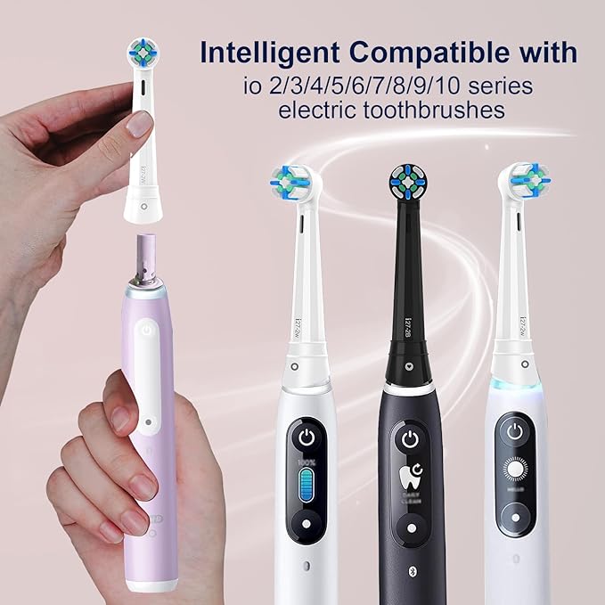 iO Replacement Heads Compatible with Oral B iO 2/3/4/5/6/7/8/9/10/Deep Clean Series Electric Toothbrush, Brush Heads Compatible with Oral B iO with Medium Bristles Care Your Teeth (12 White)