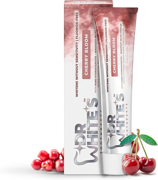 Dr. White’s Fruit by Design™ Line — Cherry Bloom Fluoride-Free Nano-Hydroxyapatite Toothpaste, 3.5 oz | Mint-Free | Dentist-Formulated | Enamel-Identical Mineral Care
