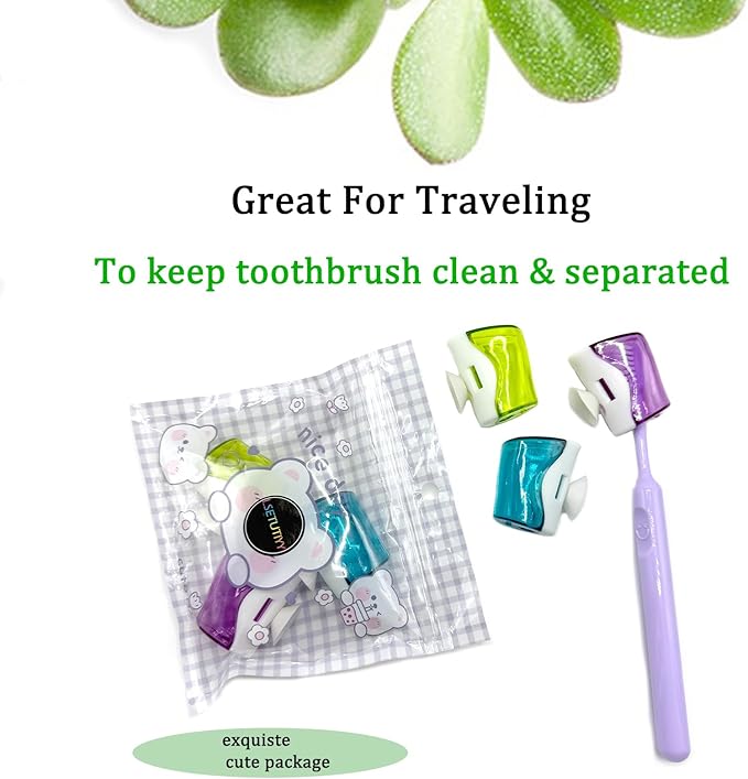 6 PCS Travel Toothbrush Head Covers Caps, Tooth Brush Protector Cap Brush Pod Case Portable Plastic Clip Wall Mounted Hanging Rack Organizer for Bathroom Travel