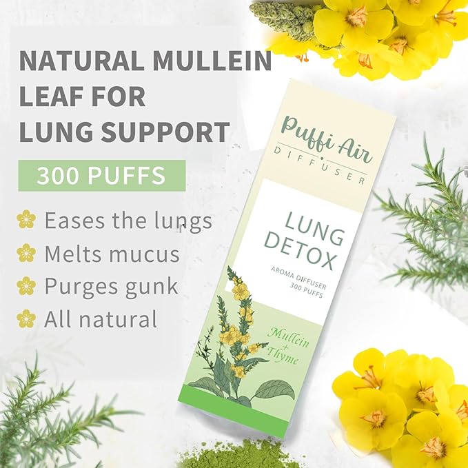 PUFFIAIR Herbal Diffuser Pen with Extracts of Mullein, Thyme and Mint for Lung Cleansing, Breathing Improvement, Oral Air Freshening and Quitting Bad Habit - 300 Uses 1 Pack, 1 Sticks