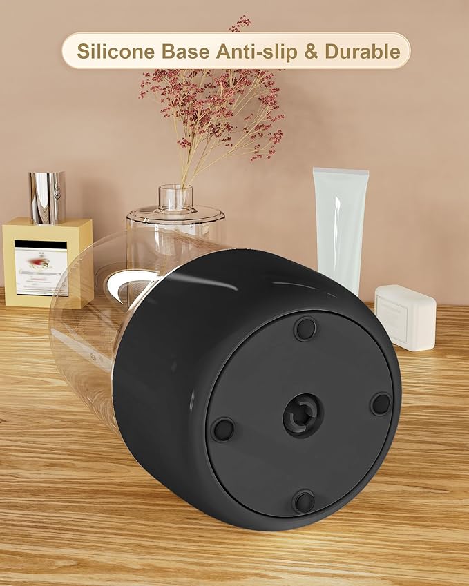 Makeup Brush Holder 360 Rotating, [Upgrade & with Cover] Makeup Brush Organizer for Vanity Countertop Bathroom (Black)