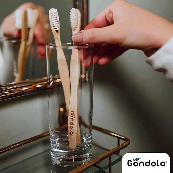 Gondola Organic Bamboo Toothbrushes (Adults - 4 Count (Pack of 1))