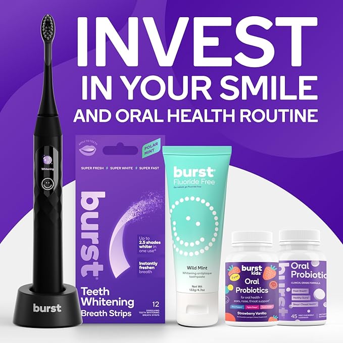 BURST Replacement Heads for Nova Sonic Toothbrush (Pink) | Super-Soft Bristles Reduce Risk of Abrasion & Irritation | Tapered Ends Reach Below The Gumline | for a Whiter, Brighter Smile