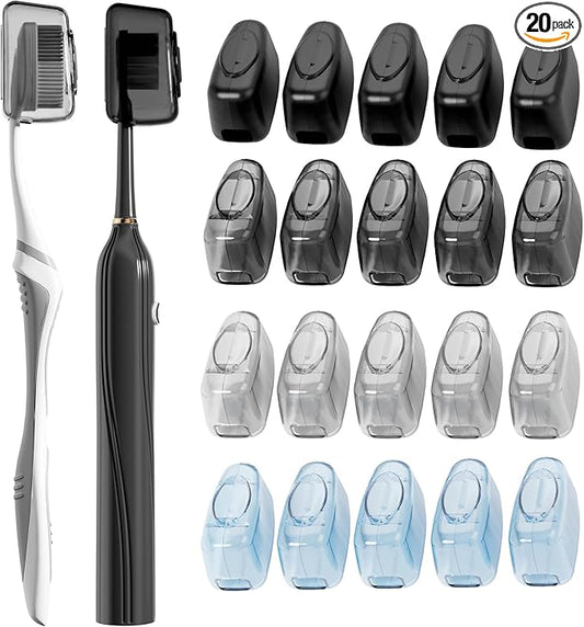 Muslish 20 Pack Toothbrush Covers, Portable Toothbrush Head Cover Caps, Toothbrush Case Protector for Home and Travel, Fits Most Manual and Electric Toothbrushes (Gray)