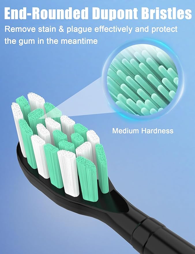 Toothbrush Replacement Brush Heads for Philips Sonicare C1 C2 ProtectiveClean 4100 5100, Electric Sonic Tooth Refill Head Plaque Control, 10 Pack, Black