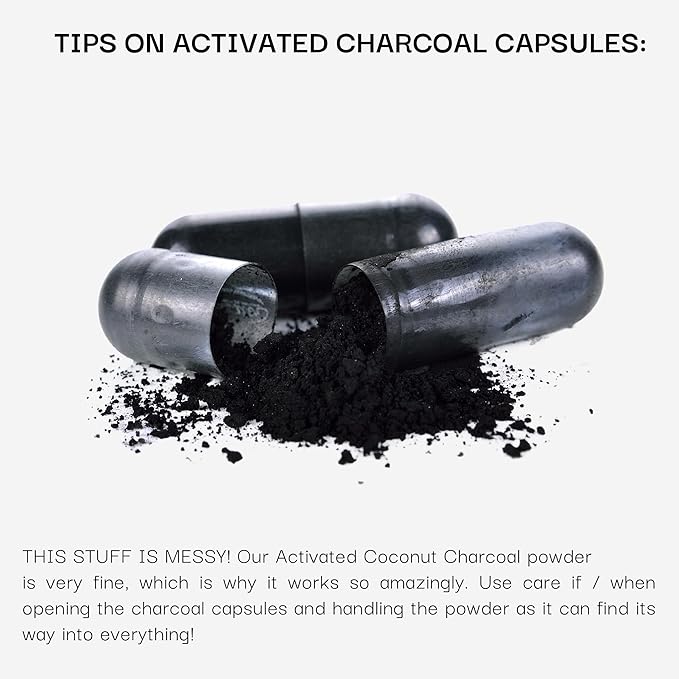 Activated Coconut Charcoal Capsules- Supports Health - Vegan, Organic, Non-GMO, No Additives - X-Large Bottle 210 Count - Pack of 3