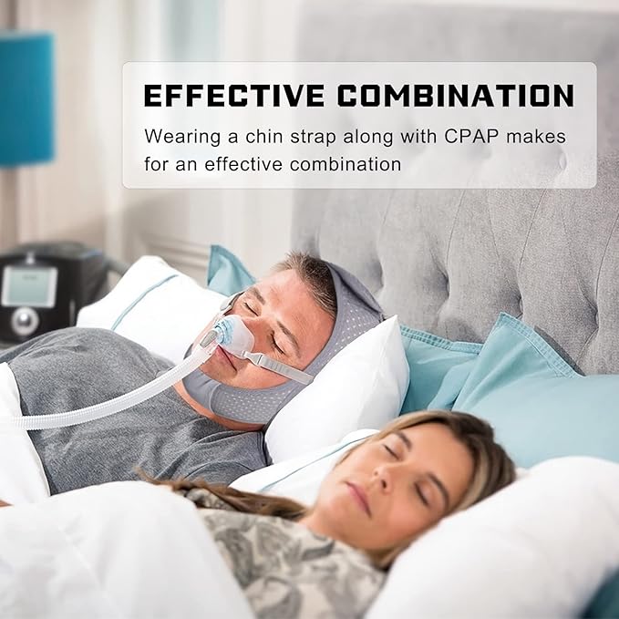 Forzacx Anti Snoring Chin Strap - Light Breathable Cpap Chin Strap Snoring Solution, Comfortable Chin Portion Widen Softer, Efficient Reduce Snoring, Adjustabl Sleep Chin Strap for Men Women - Grey