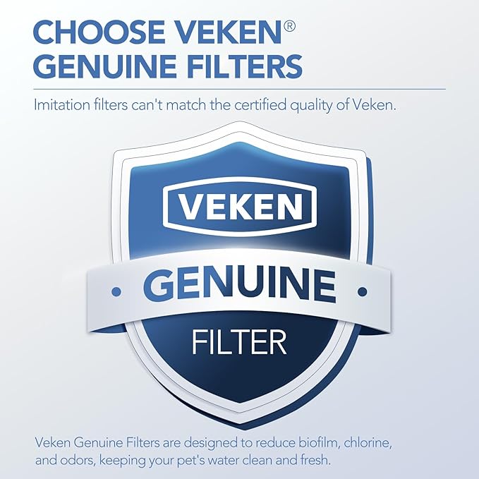 Veken Cat Water Fountain Filters, 16 Pack Replacement Filters & 16 Pack Replacement Pre-Filter Sponges Set for 50oz, 84oz, 95oz Automatic Pet Fountain Dog Water Dispenser