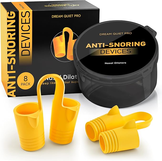 Anti Snoring Nose Vents – Nasal Dilators for Snore Relief & Better Sleep – Comfortable Silicone Snore Stopper – Anti Snoring Devices for Men & Women – 8 Pack + Travel Case