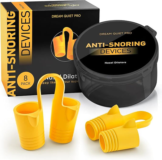 Anti Snoring Nose Vents – Nasal Dilators for Snore Relief & Better Sleep – Comfortable Silicone Snore Stopper – Anti Snoring Devices for Men & Women – 8 Pack + Travel Case