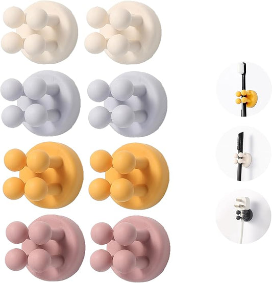 8pcs Silicone Toothbrush Holder, Waterproof Multi-Functional self-Adhesive Hook, for Hanging Keys and Towels, Suitable for Kitchen, Bathroom and Office