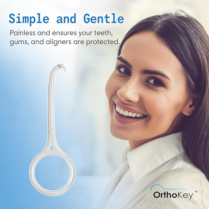 OrthoKey Aligner Remover - Versatile Clear Aligner & Retainer Removal Tool - Hygienic Invisalign Remover, Denture Grabber - Portable & Durable, Fits Dental & Aligner Cases - (White, 1-Pack)