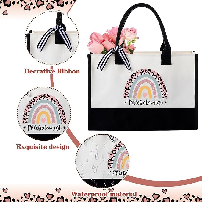 Geiserailie 8 Pcs Phlebotomist Week Gifts for Women Including Large Tote Bag Cosmetic Bags Tumbler Cup Plush Socks Metal Keychain Card and Envelope for Phlebotomist Week Thank You Gifts