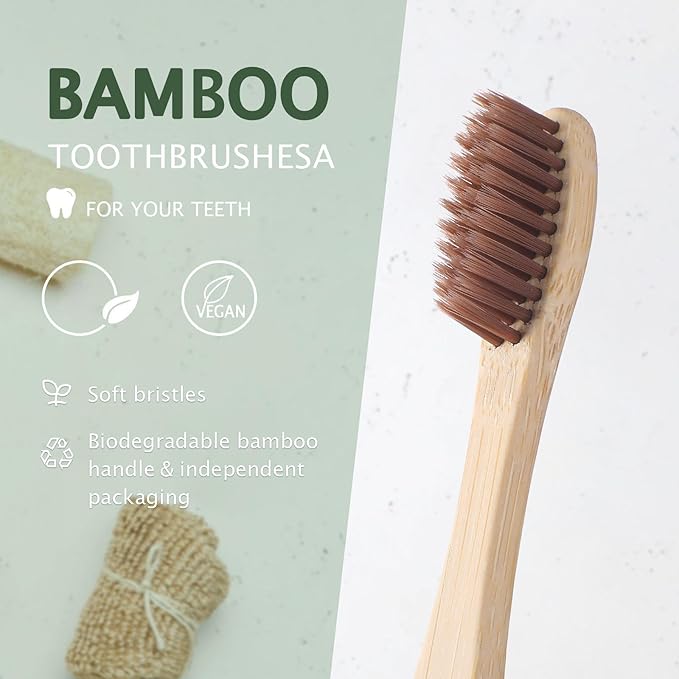 Sieral 120 Pcs 120 Pcs Bamboo Toothbrushes Bulk Soft Bristle Individually Wrapped Travel Toothbrush Eco Friendly Natural Wooden Tooth Brush for Kid Adult Home Travel Use, 7.5 Inch, 12 Colors (Number)