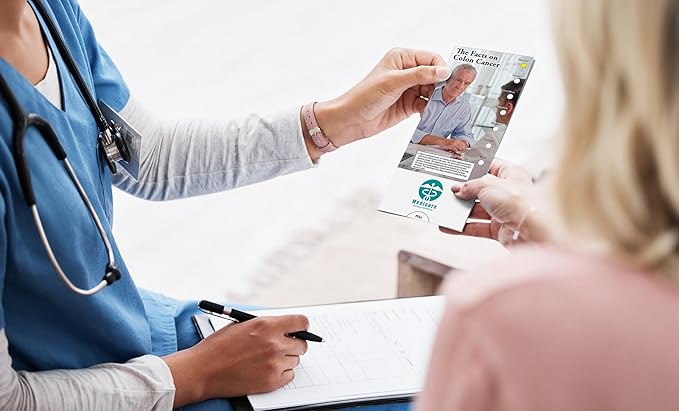 ZOCO - The Facts on Colon Cancer Slide Chart - Custom Promotional Item (Pack of 250) - Prevention, Diagnosis, Treatment Guide, Brochure - Doctor’s Office, Health Clinics, Handout - 3.75 x 8.5 in.