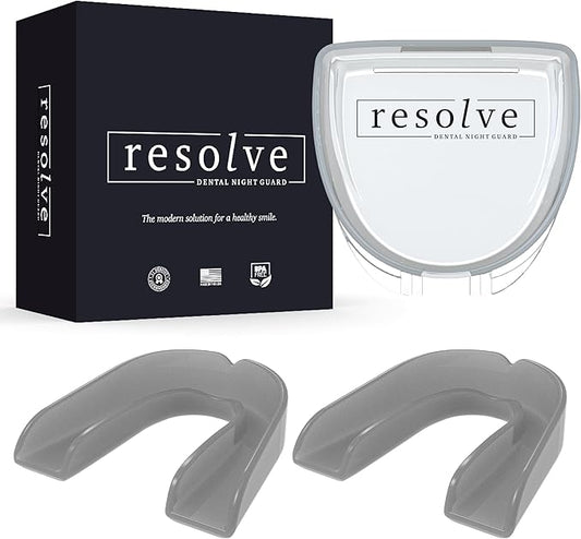 Resolve Night Guard - Custom-Fit Professional Mouth Guard for Nighttime Teeth Grinding and Clenching, Relieve Tooth Pain at Night with 2-Pack Night Guard (Silver)