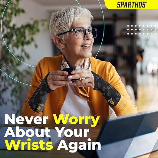 Sparthos Wrist Support Sleeves (Pair) – Medical Compression for Carpal Tunnel and Wrist Pain Relief – Wrist Brace for Men and Women (Small, Midnight Black)