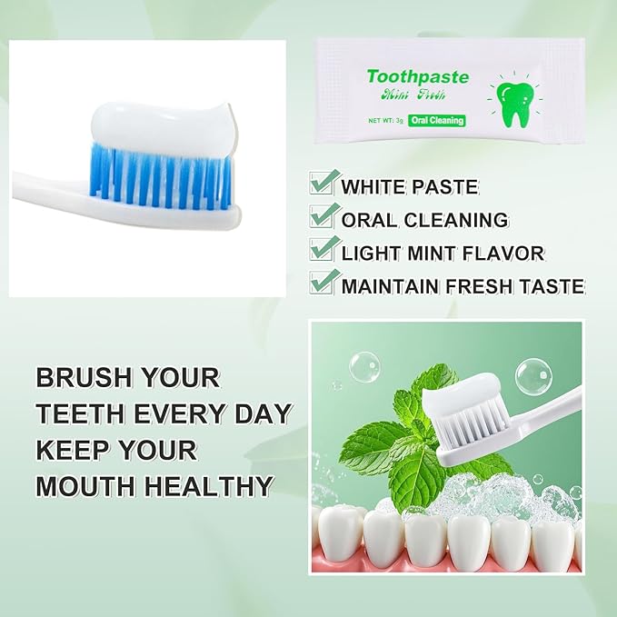 Too Small Bulk Travel Size Toothpaste Pack of 200,0.105 oz Extra Small Toothpaste Travel Size Bulk Mint Mini Disposable Toothpaste for Hotel,Guests,Homeless,Charity(Only Good for Single Use)