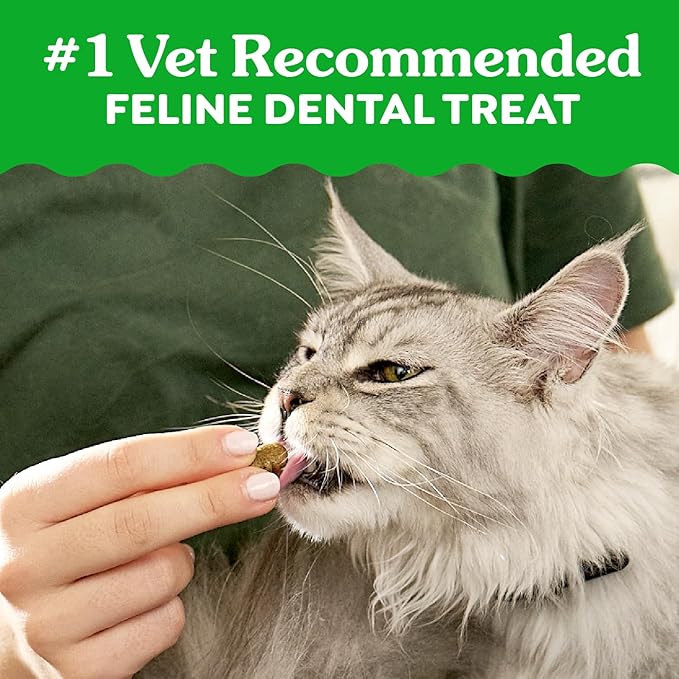 Greenies Feline Veterinarian-Recommended Adult Natural Dental Cat Treats, Oven Roasted Chicken Flavor, 2.1 oz. Pouch