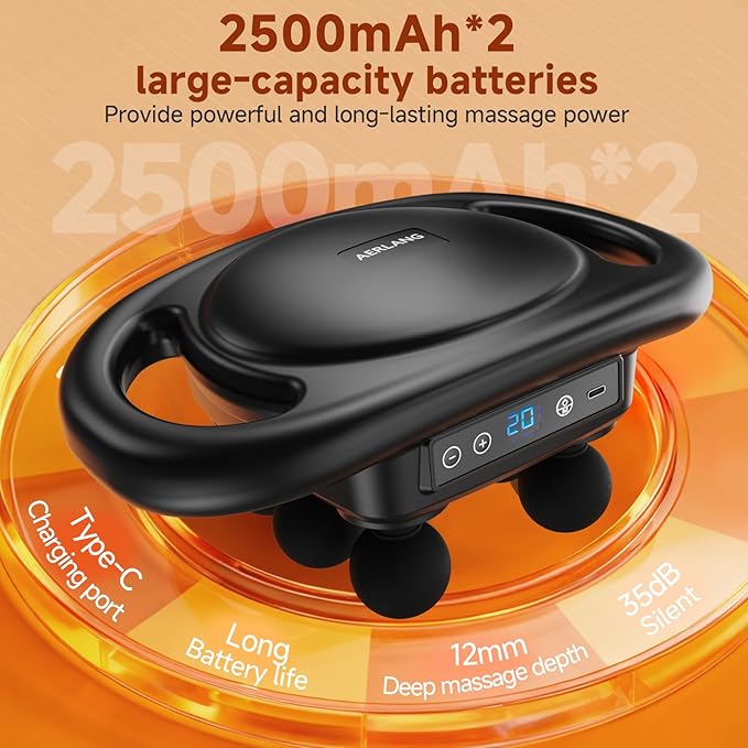 AERLANG Massage Gun Deep Tissue Muscle Massager,Back Massager for Pain Relief,Percussion 6 Heads Massage Tool Handheld Messager with 9 Levels & 4 Modes Christmas Gifts for him her Dad and Mom