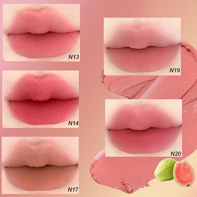 Cushion Lip Powder Cream, Matte Lip Cream - Long-Lasting & Smooth Skin, Non-Drying, Moisturizing Non-Fading Lipstick, CreaM Velvet Finish, Lightweight (N03 Brick red)