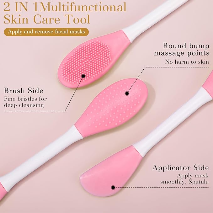 50 Pcs Facial Cleansing Brush, 2 in 1 Silicone Face Mask Brush Applicator & Face Scrubber for Exfoliating Massaging Remove Blackhead Makeup Skincare Applicator, Mud Clay Body Lotion DIY Mask
