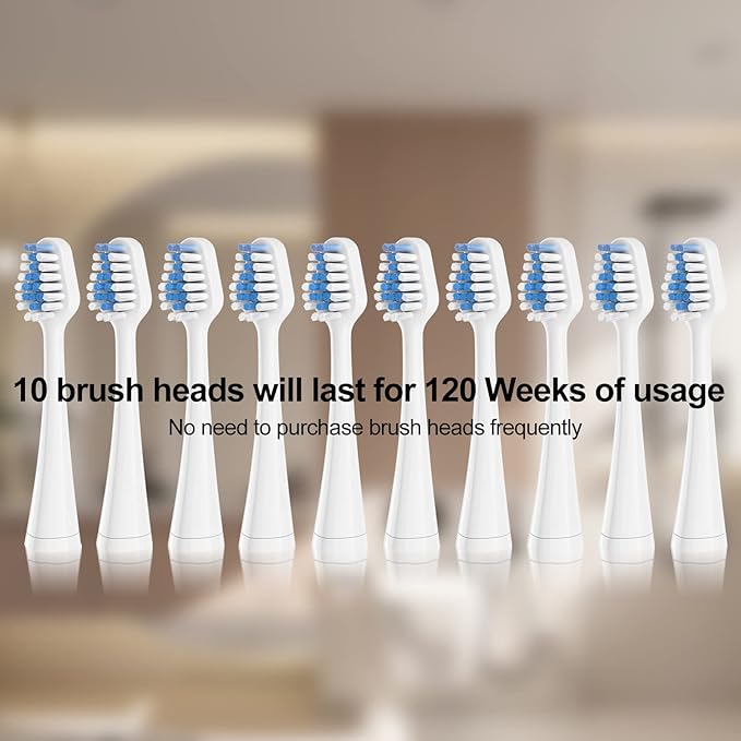 Harobey Replacement Toothbrush Heads for Waterpik Complete Care 5.0/9.0 Tooth Brush, and for AquaSonic Duo Series and Home Dental Center Electric Toothbrush, 10 Count, White