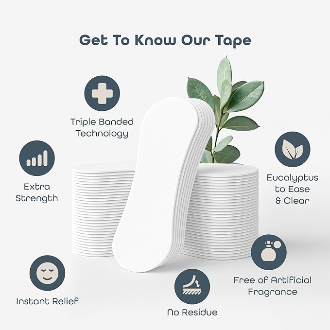 SleepHabits Breathing Strips, Non-Toxic 3rd Party Tested Nose Strips for Breathing | Nasal Strips for Snoring Solution | Extra Strength for Sensitive Skin | Nasal Strips for Sleeping, Eucalyptus- 45ct