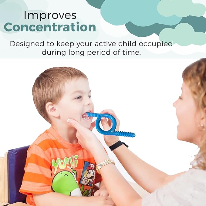 TalkTools Groovy Textured Chewy Combo - Oral Motor Sensory Tools for Kids | Self Regulation, Sensory Warm Up | Ideal for Oral Seekers | Therapist/Parent Supervision Required - Blue/Orange/Manual 2Pack